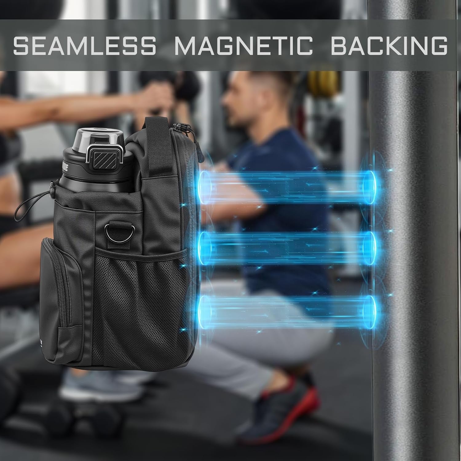 Magnetic Gym Bag, Water Bottle Holder with Small Bag for Men and Women- Sling Crossbody Bag with Strap for Gym Accessories